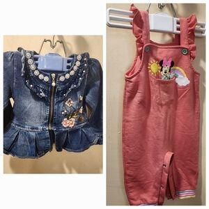 GIRLS Bundle of 2 Pieces Jumpsuit and Denim Jacket Size 12M